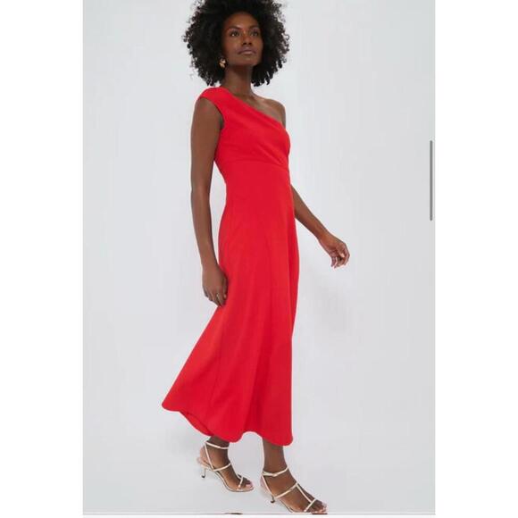 Tuckernuck x India Hicks Scarlet Carmen One Shoulder Dress $328 NWT Small S - Picture 2 of 8